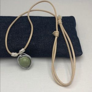 Wire wrapped glass bead necklace
